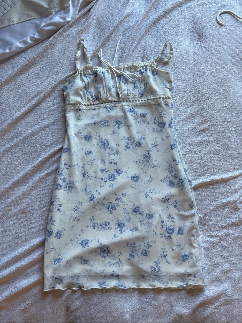 Garage Cream and Blue Floral Slip Dress
